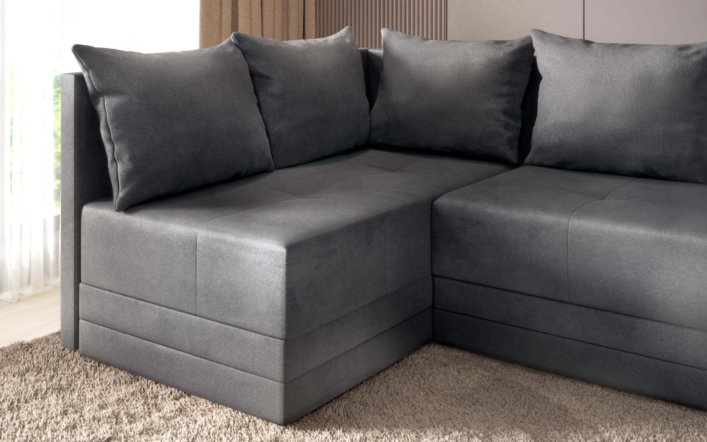 Γωνιακός καναπές – κρεβάτι Kamelo, σκούρο γκρι  3